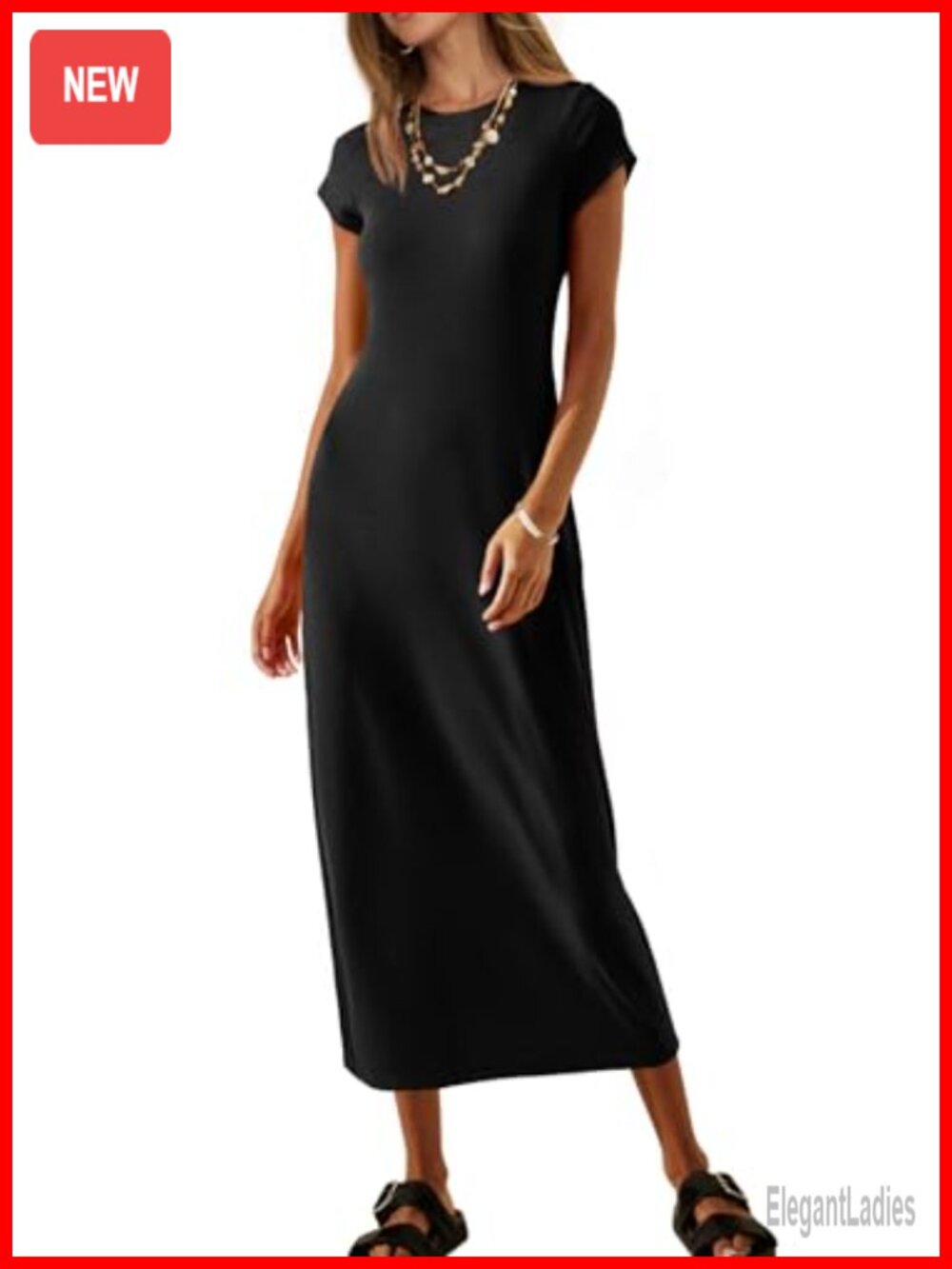 MEROKEETY Women's Summer Casual T-Shirt Maxi Dress Cap Sleeve Loose Fit